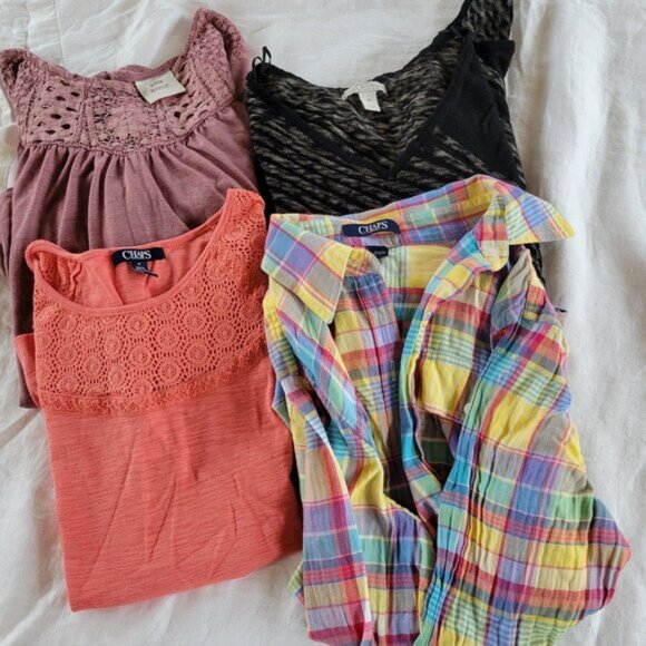 Women's Medium Tops LOT of 4 Chaps Buchman Knox Rose Gently used bundle - Picture 1 of 16